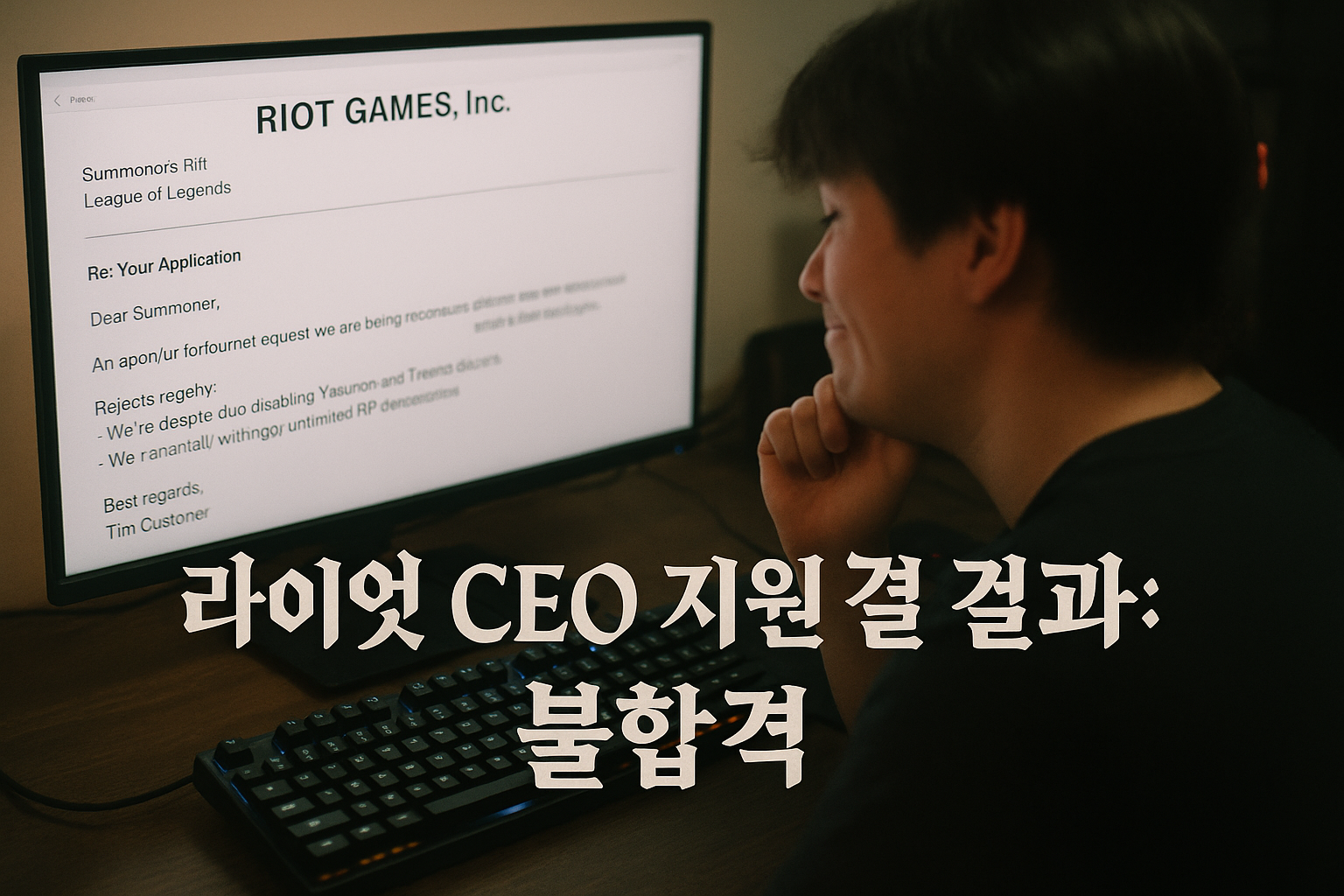 라이엇 CEO 되겠다며 지원서 낸 유저, 결국 광탈당해 화제