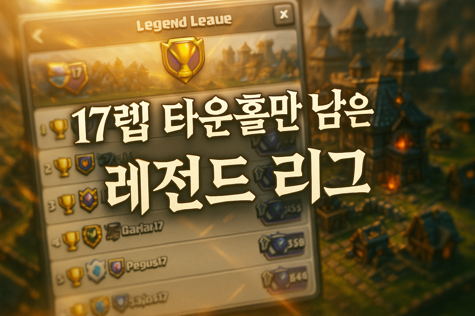 클래시 오브 클랜 레전드리그, 결국 17렙 타운홀만 남았다