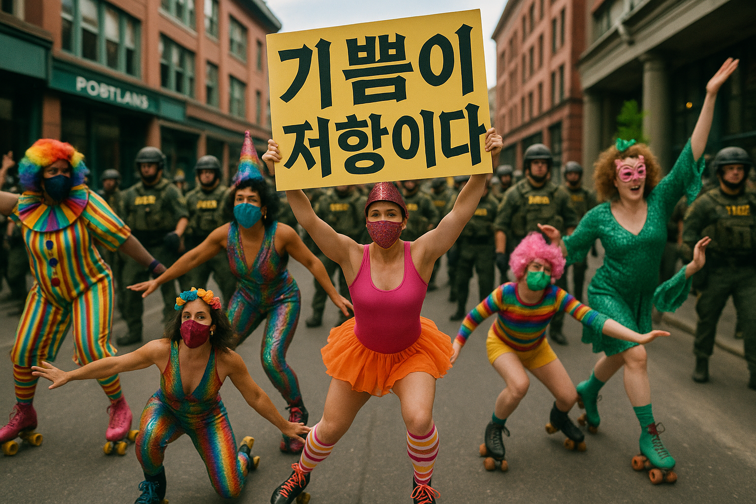 포틀랜드 '전쟁터' 논란에 롤러블레이드로 맞선 시위대, 보수층 발칵