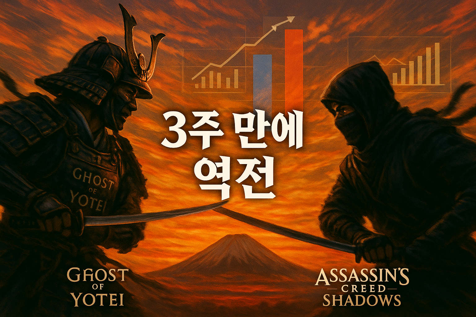 결국 승부는 났다, '고스트 오브 요테이'가 어쌔신 크리드를 3주 만에 제쳤다