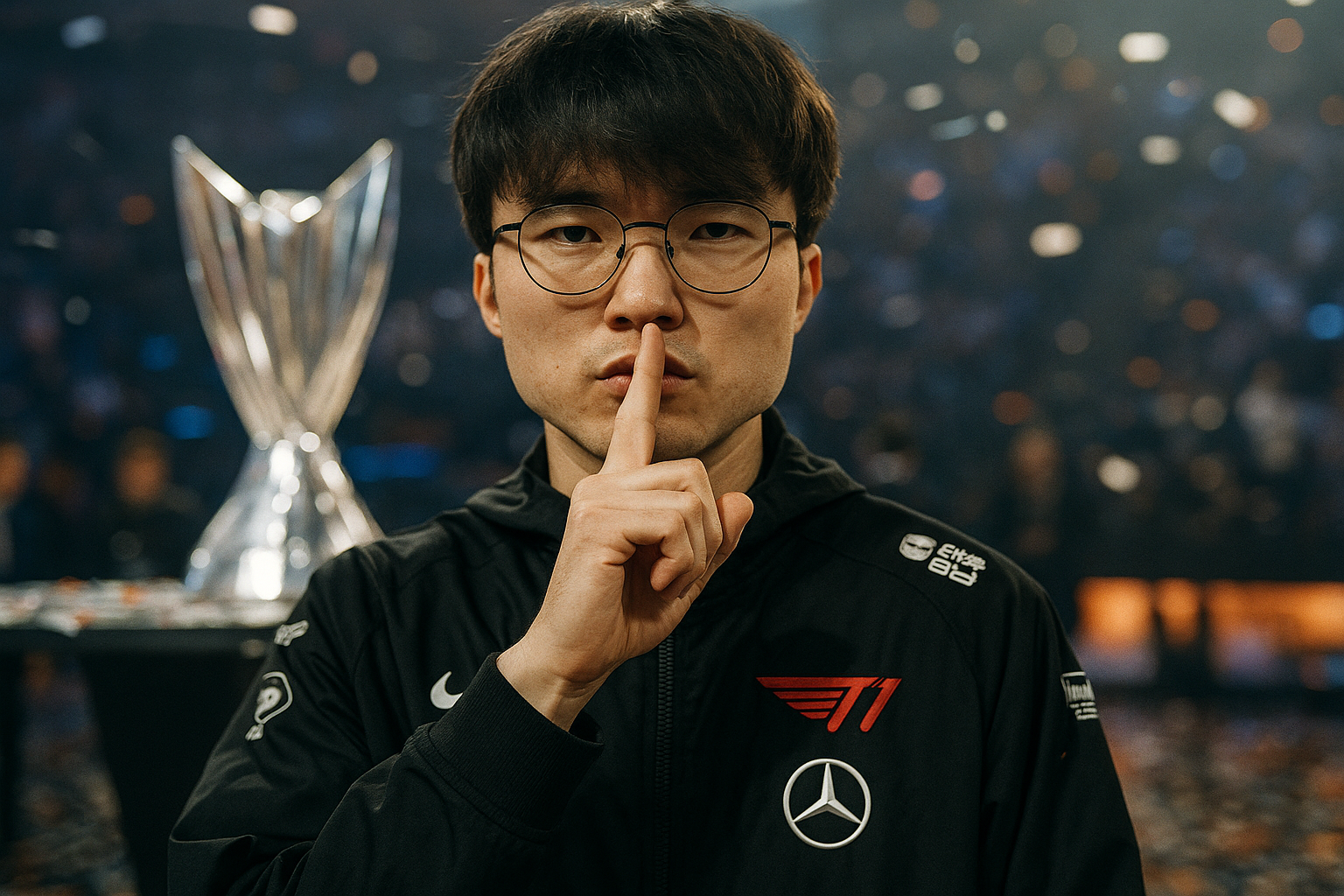 페이커, 또 해냈다! 롤드컵 6회 우승으로 역사 새로 쓰며 '조용히 하세요' 제스처까지