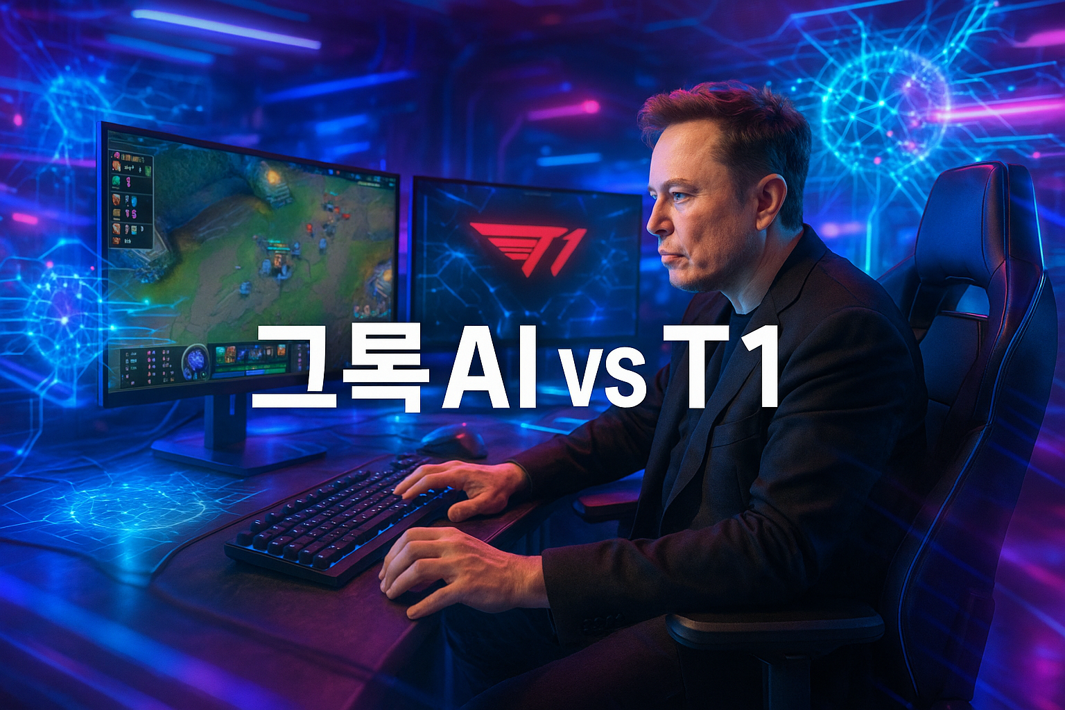일론 머스크가 AI로 T1 잡겠다고? 그록 AI가 롤 최강팀에 도전장