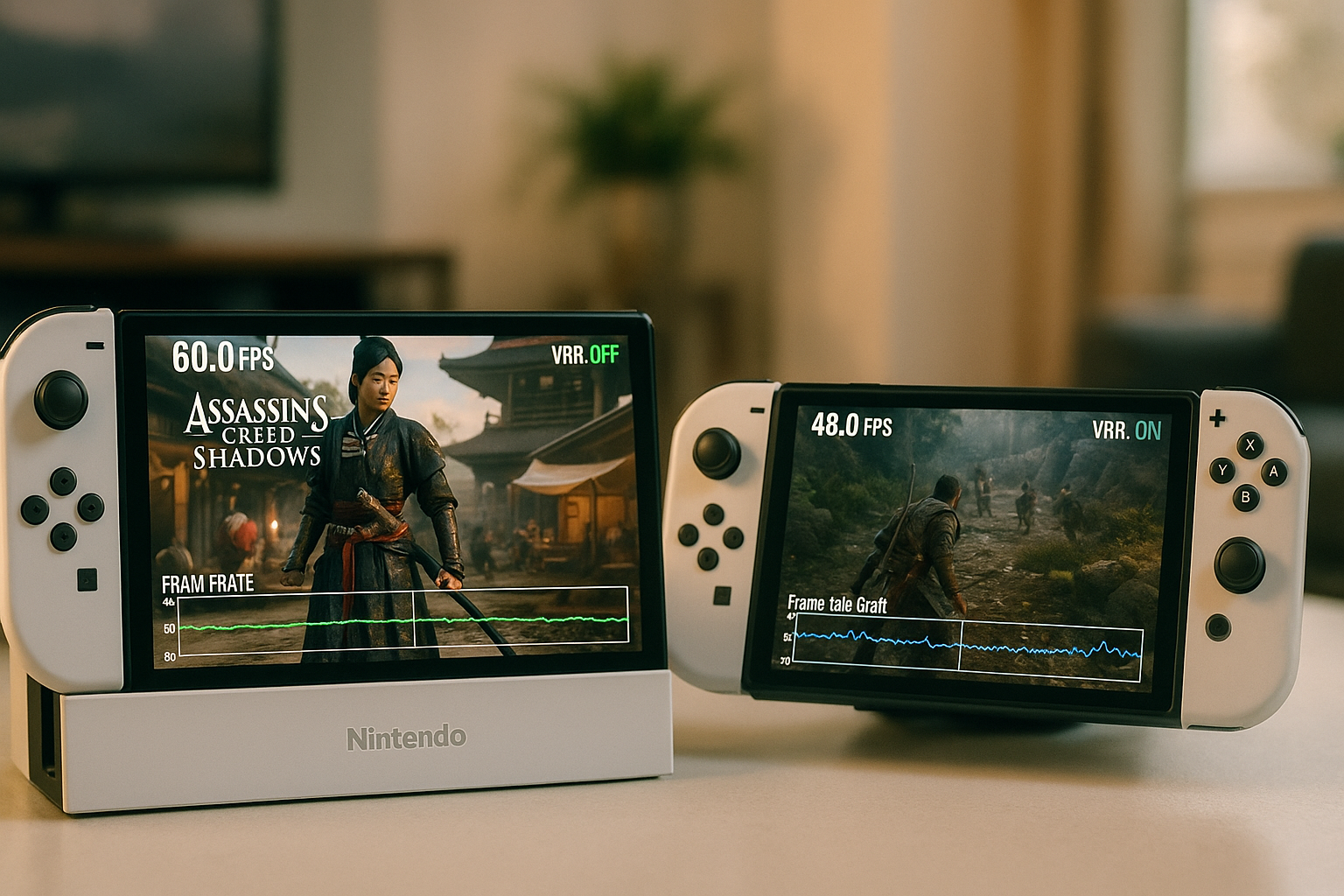 닌텐도 스위치 2 어쌔신 크리드 섀도우, 휴대용 모드가 도킹 모드보다 낫다고?