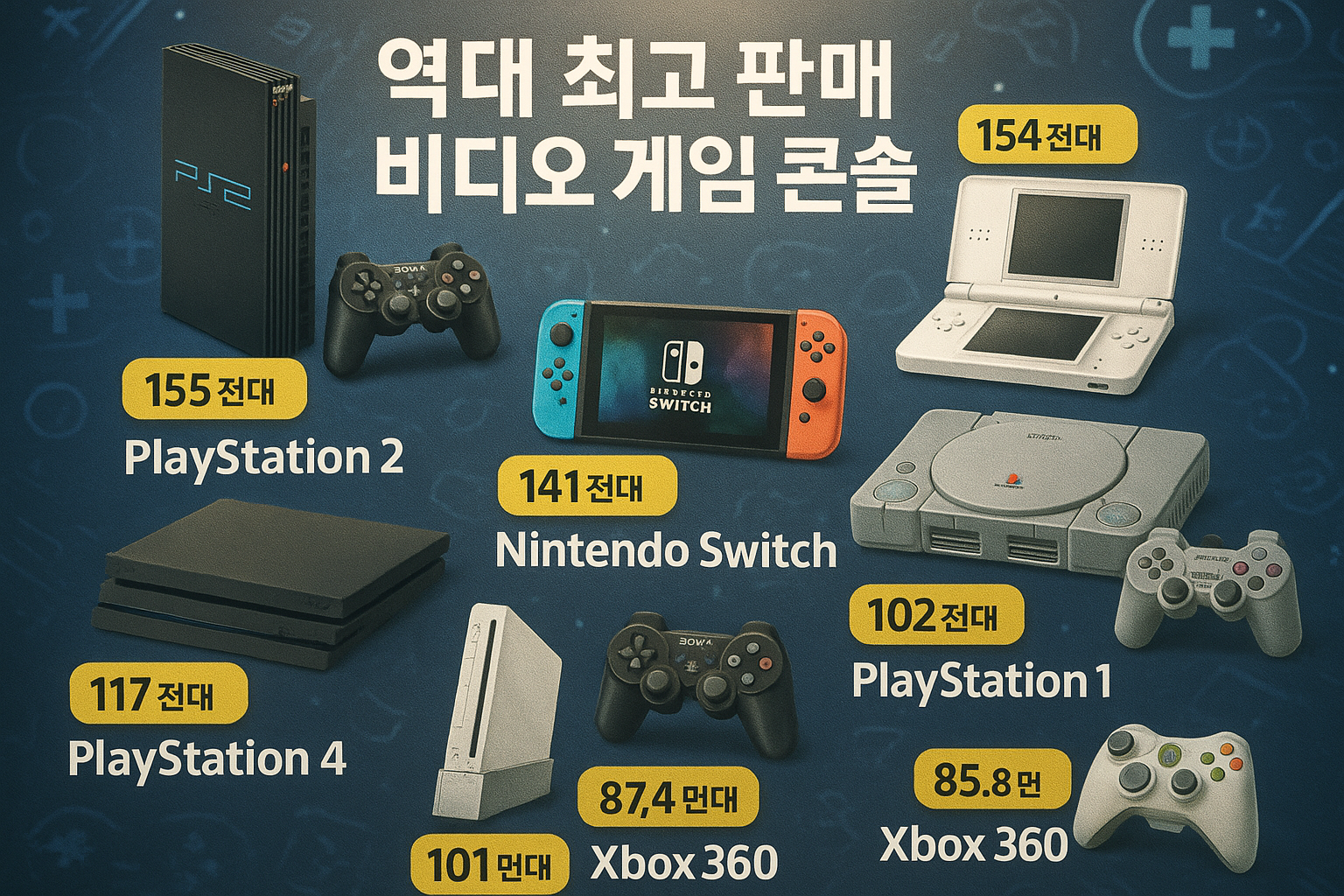 역대 콘솔 판매량 순위 발표, 플스2가 1억 5천만 대로 부동의 1위