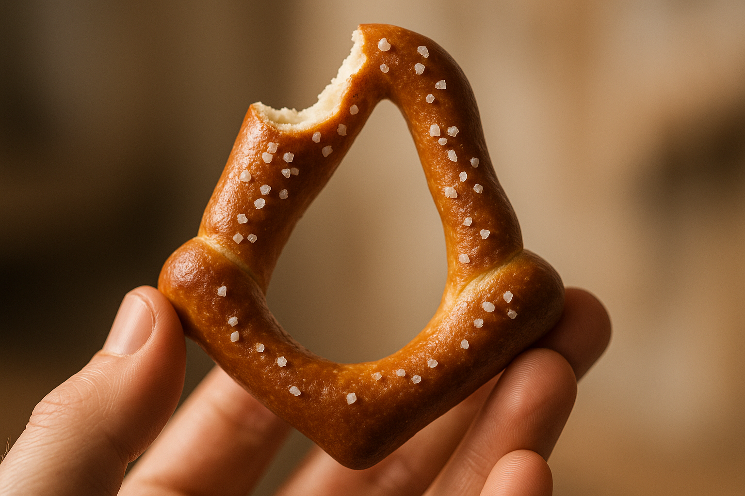 프레첼 한 입 베어먹었는데... 알고 보니 어쌔신 크리드 로고였다