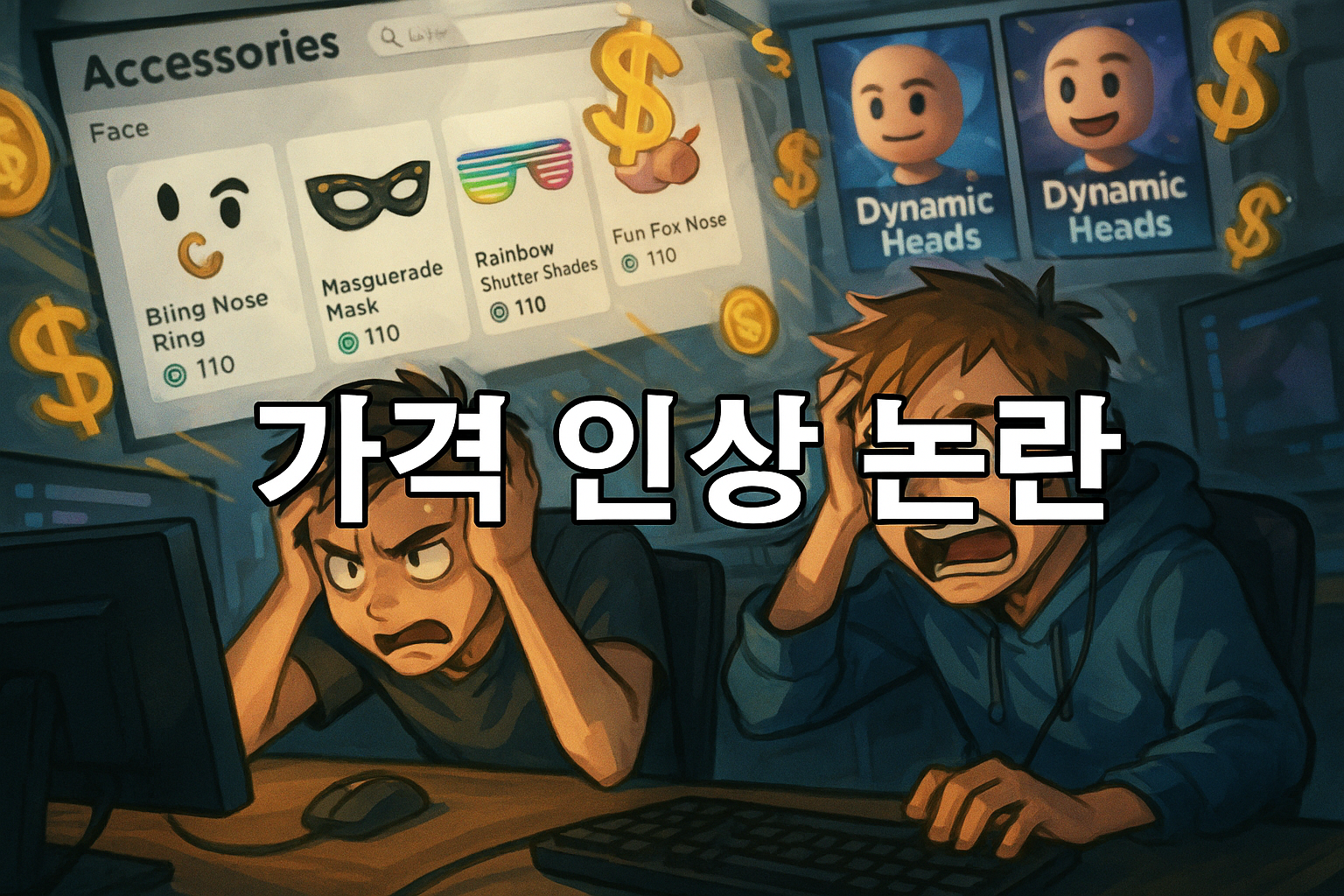 로블록스, 얼굴 액세서리 가격 인상에 유저들 '발칵'... "다이나믹 헤드 밀어내기용"