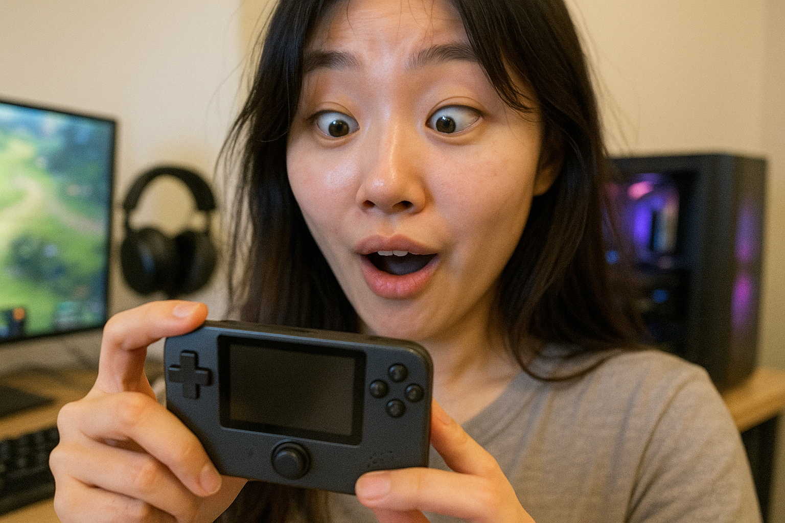 중간에 조이스틱? 30달러 휴대용 게임기의 기상천외한 디자인에 게이머들 '갑론을박'